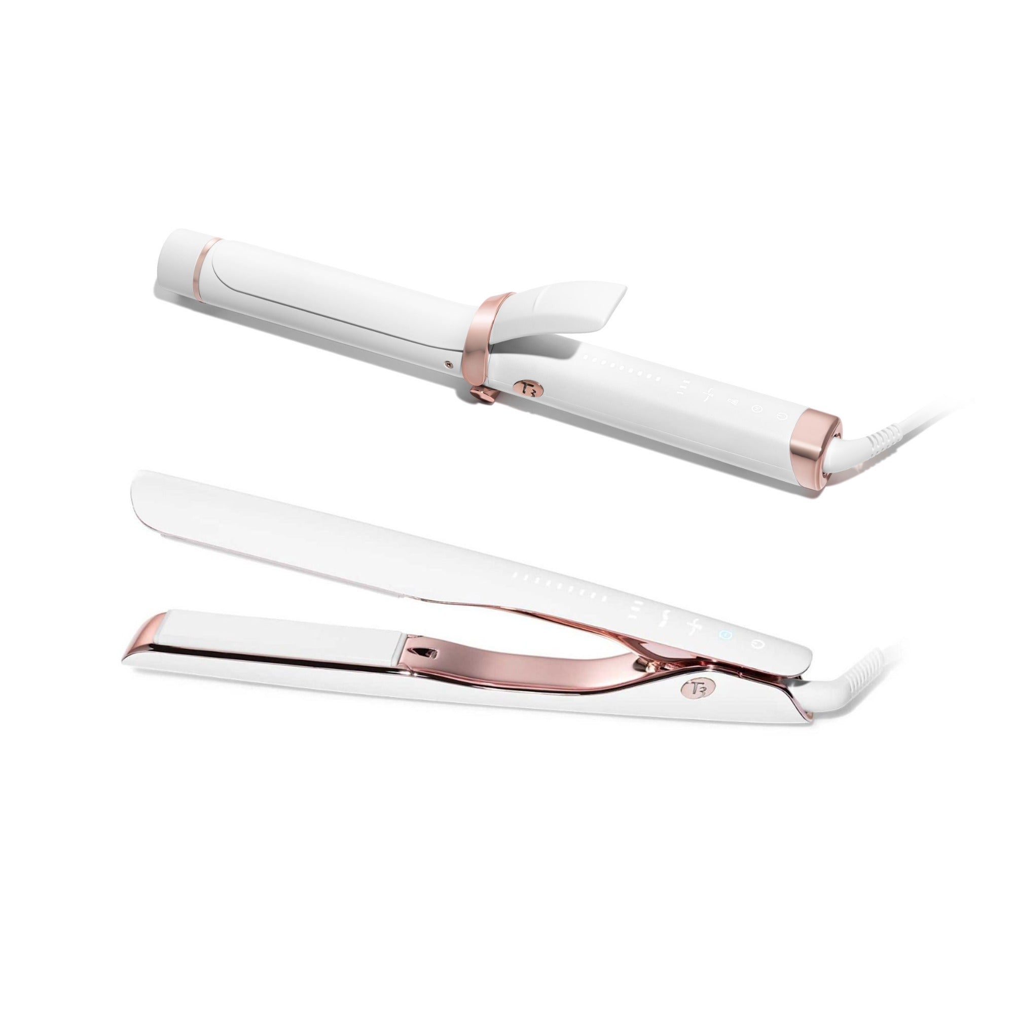 T3 Smooth ID smart flat iron + T3 Curl ID smart curling iron in one set, Heat ID Styling Duo