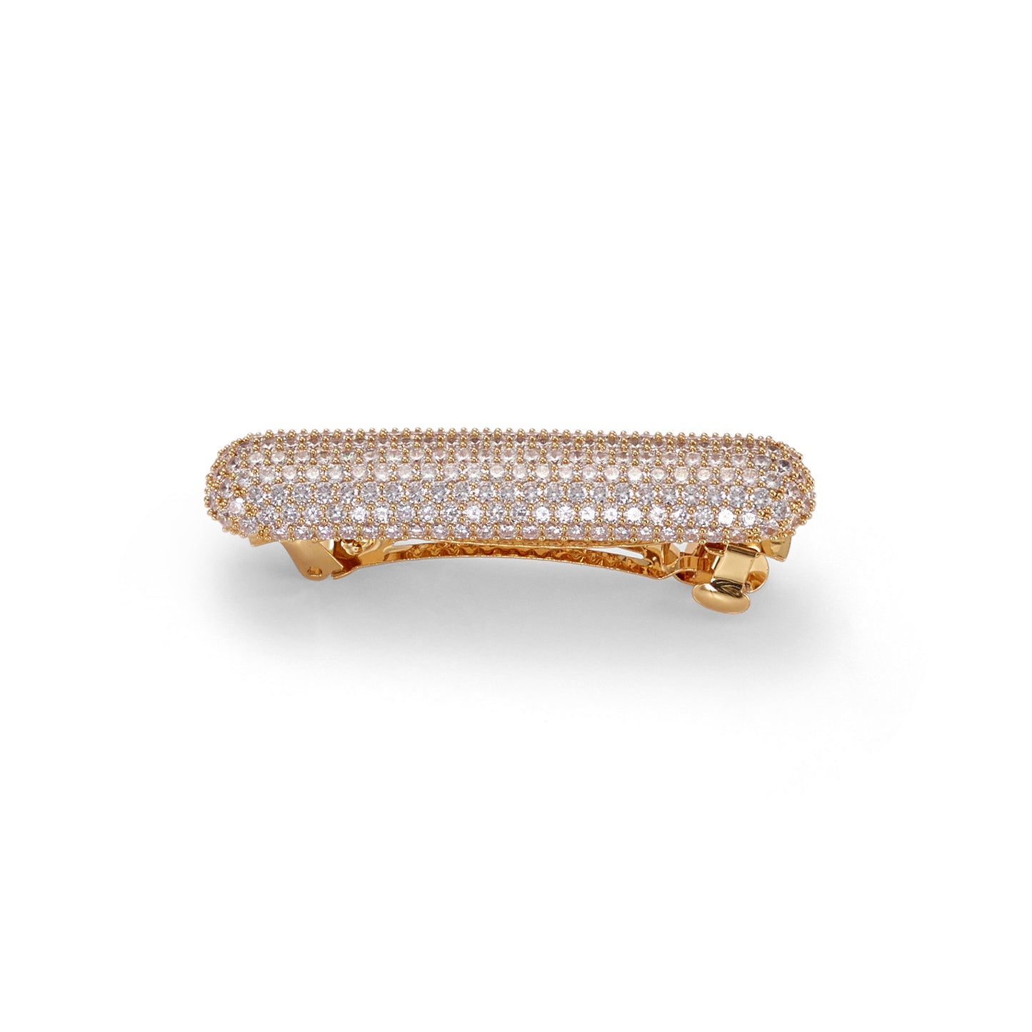 A gold and crystal barrette