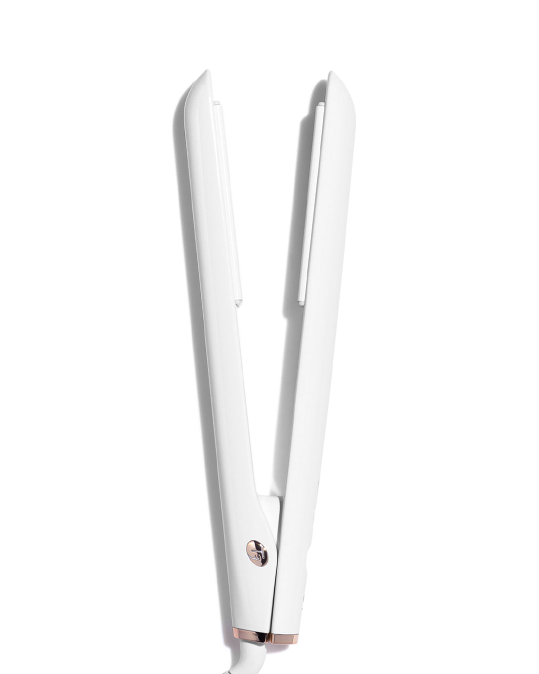White hair straightener on a white background