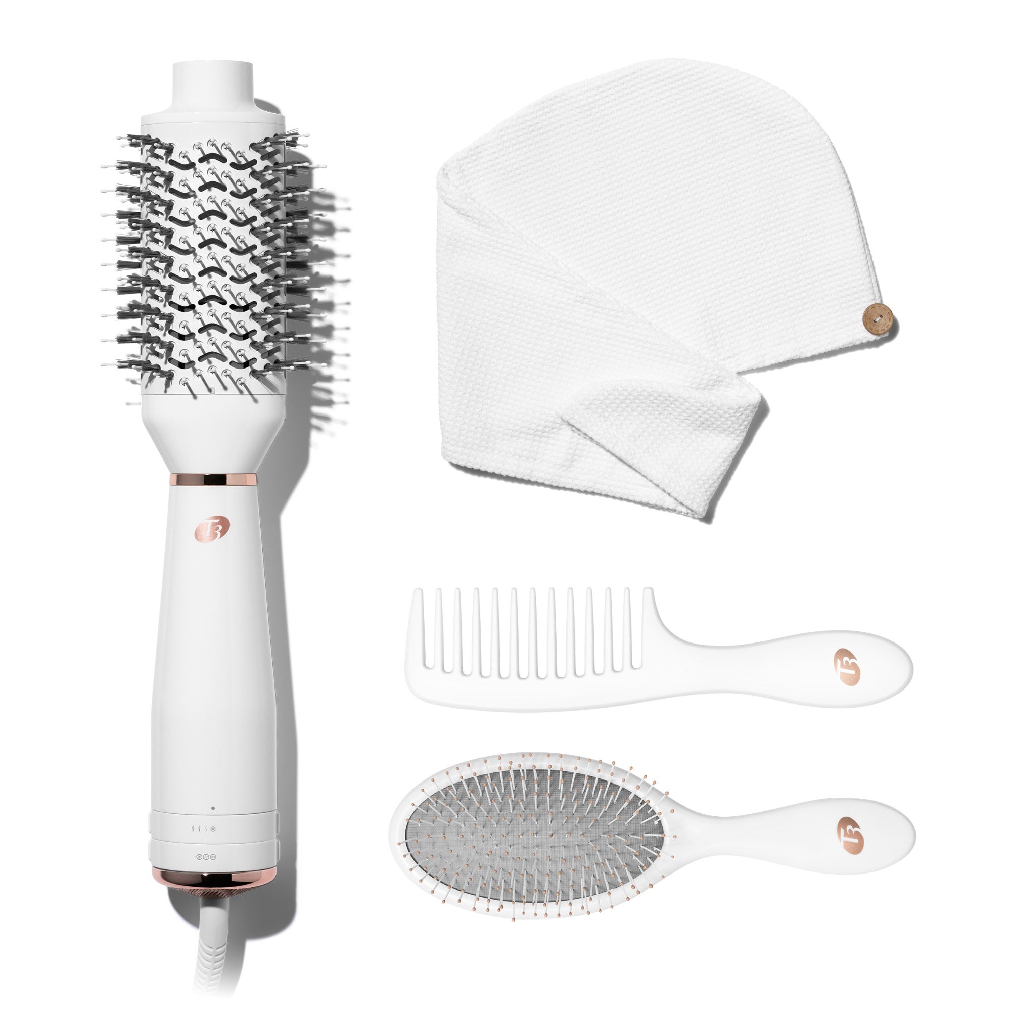Complete AireBrush Set including T3 AireBrush, T3 LUXE Turban Towel, and T3 Detangle Duo